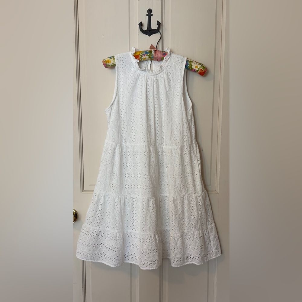 LOFT White Eyelet Sleeveless Sundress